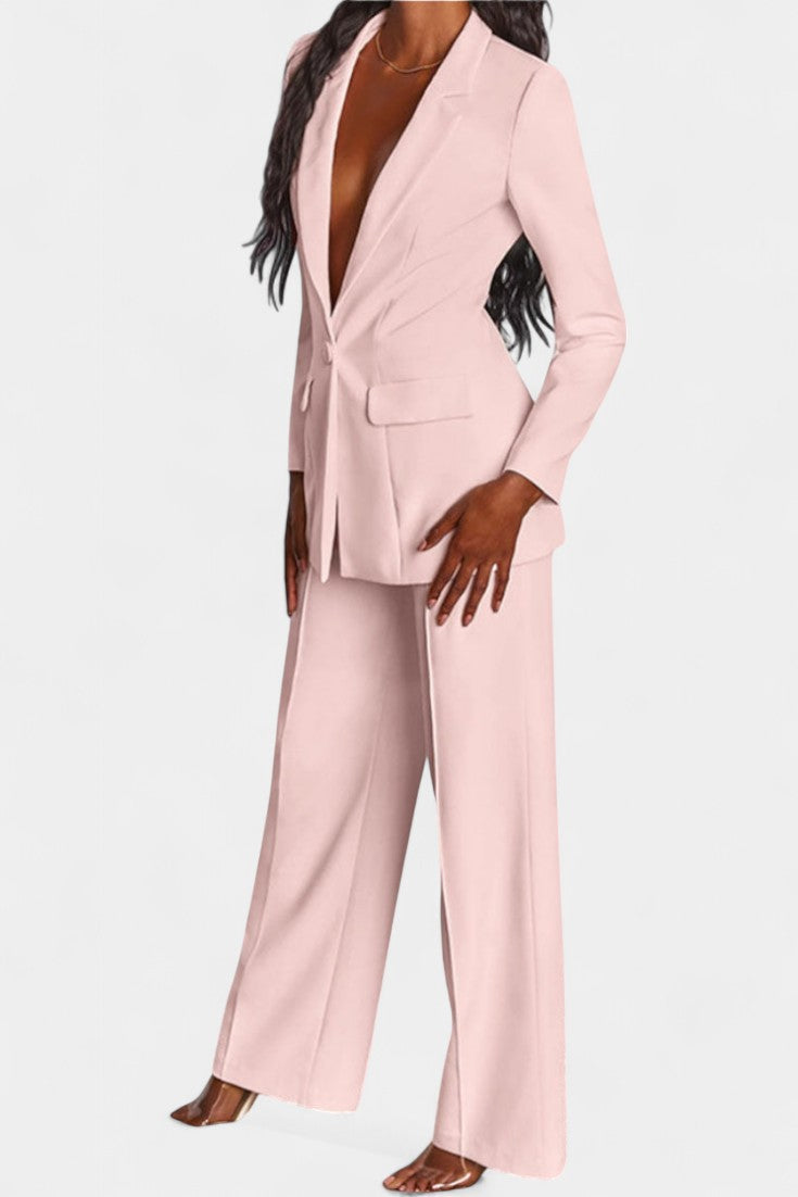 Marnie - Conjunto de blazer sastre y pantalón ancho