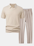 Conjunto Polo Tejido Jacquard y Pantalón Slim Tapered