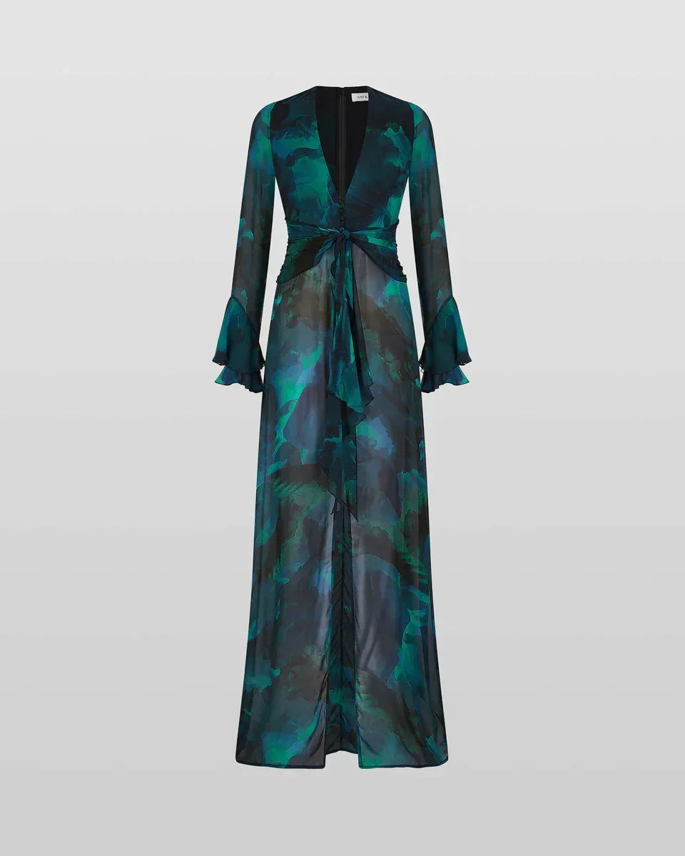 Vestido Maxi Floral Fiorella Escote en V