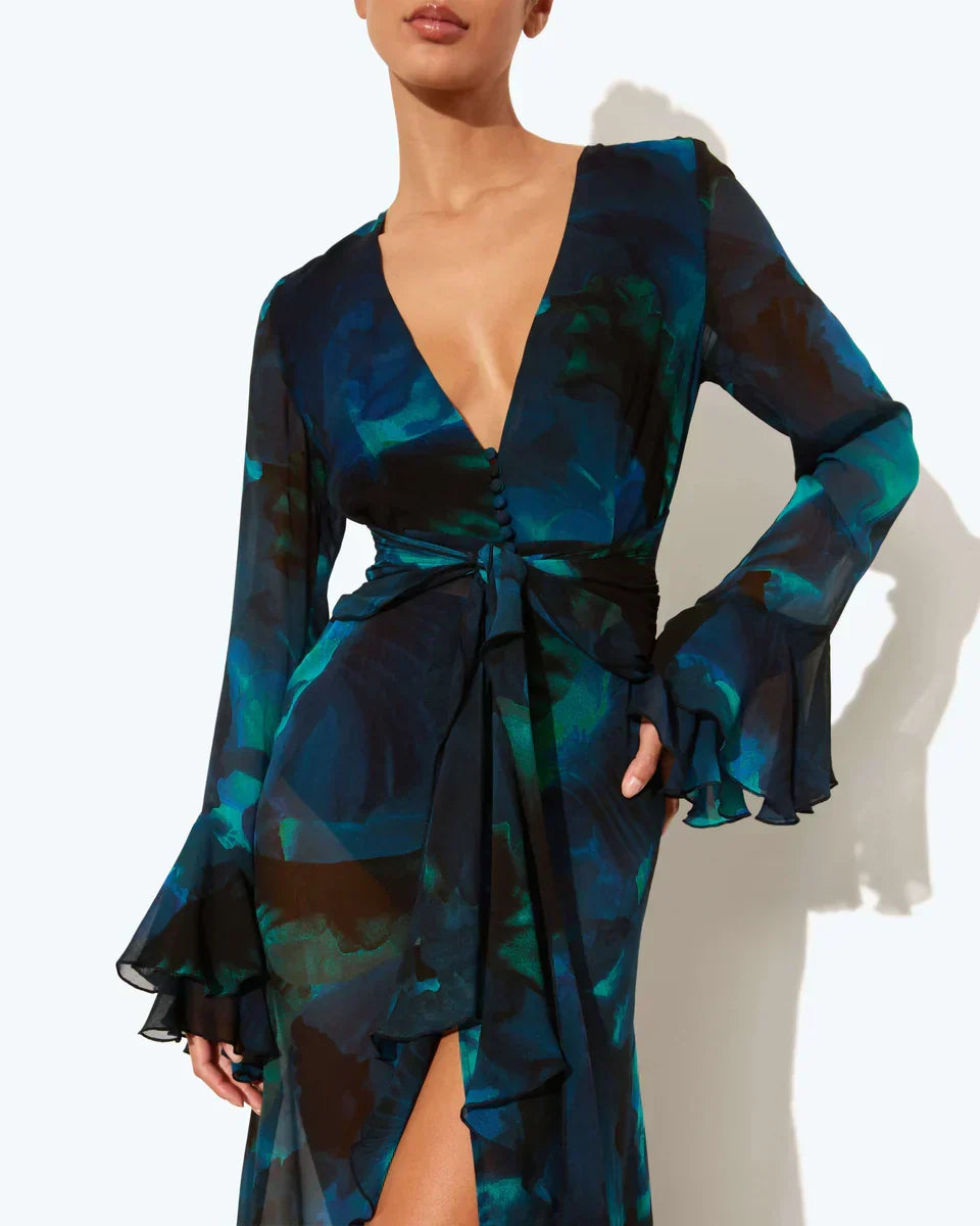 Vestido Maxi Floral Fiorella Escote en V