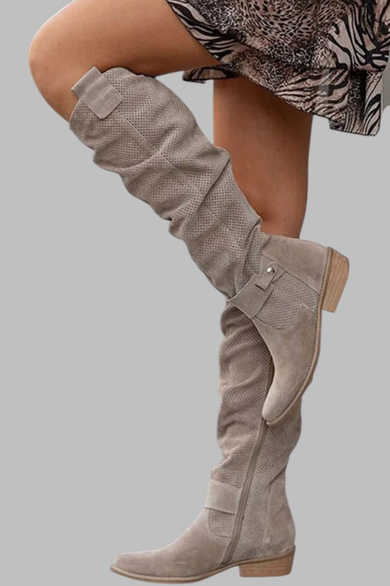 Janika | Botas vintage de ante hasta la rodilla