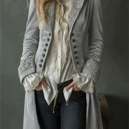 Laura | Chaqueta larga de terciopelo bordado