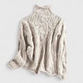 Sudadera de Punto Trenzado Cómoda para Mujer con Cuello Alto, Manga Larga y Estilo Oversize Relajado