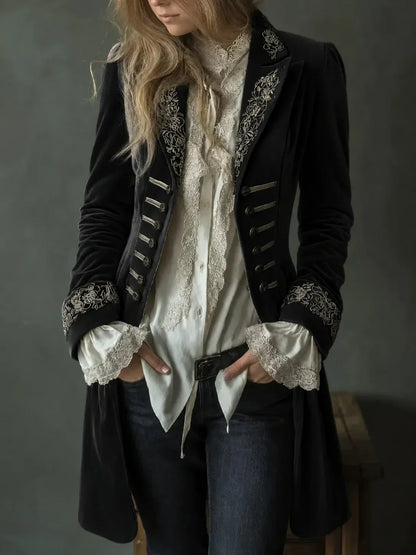 Laura | Chaqueta larga de terciopelo bordado