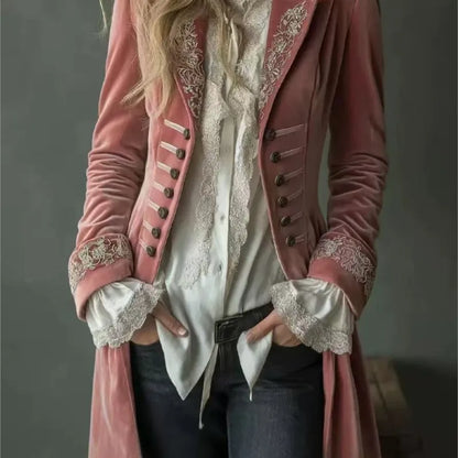 Laura | Chaqueta larga de terciopelo bordado