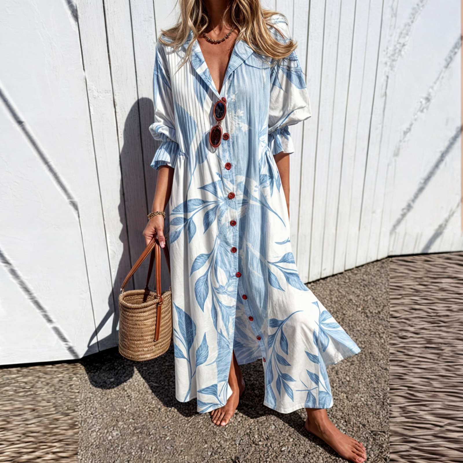 Vestido Boho Primavera Verano De Algodón Y Viscosa