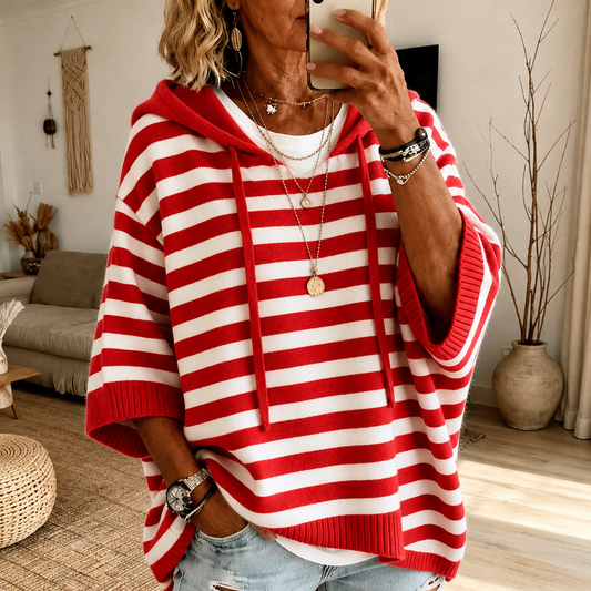 Charlotte – Jersey poncho de rayas rojo