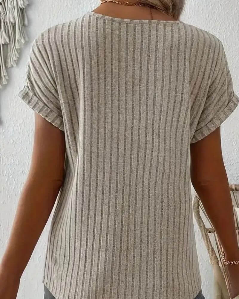 Blusa De Punto Con Escote En V De Ajuste Cómodo