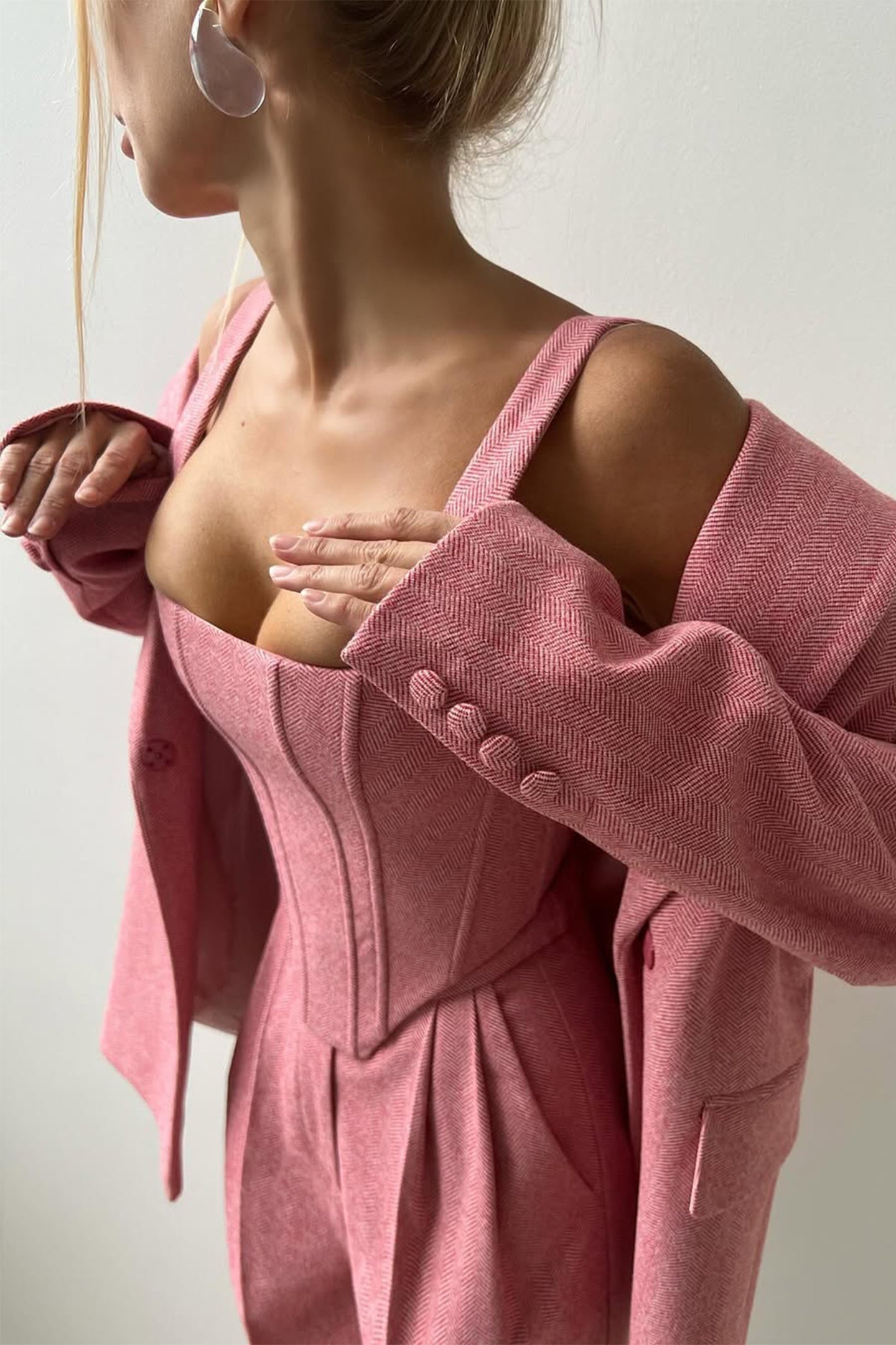 Grace - Conjunto de tres piezas con blazer cruzado de doble botonadura