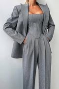 Grace - Conjunto de tres piezas con blazer cruzado de doble botonadura