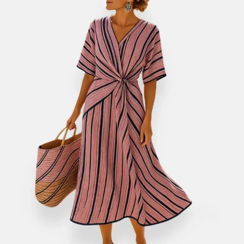 Vestido Midi Playa Mujer Escote en V Estilo Bohemio