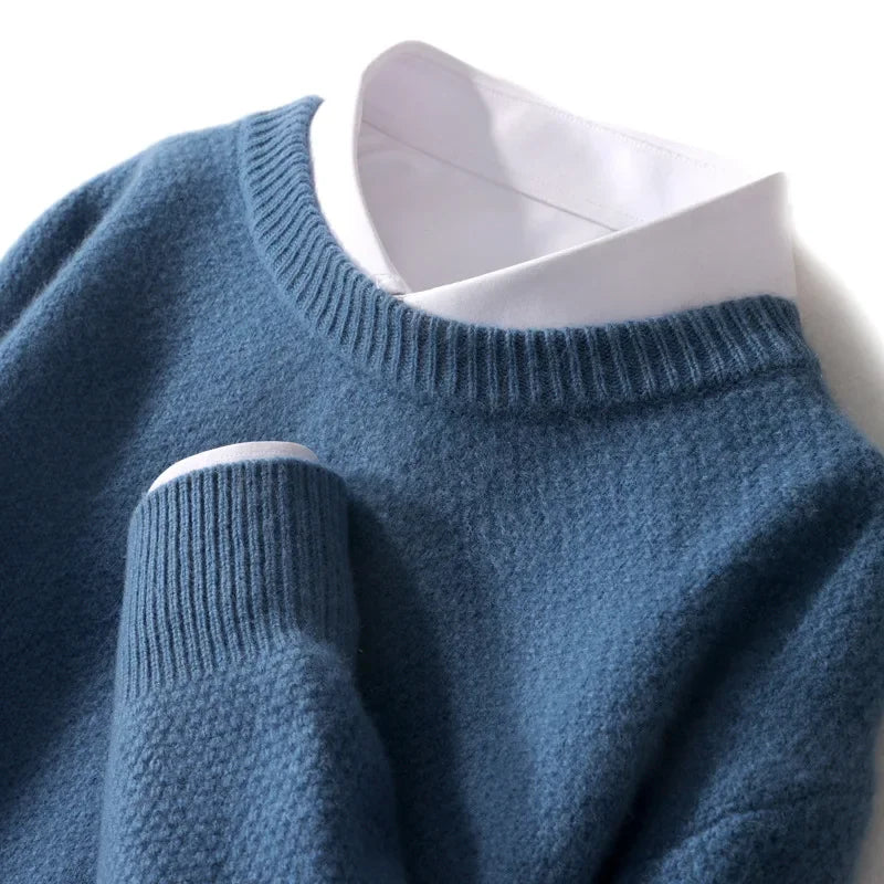Jersey De Hombre 100% Cachemir De Corte Elegante