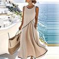 Vestido Midi Playa Mujer Escote en V Estilo Bohemio