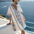 Vestido Largo de Playa Elegante con Escote en V
