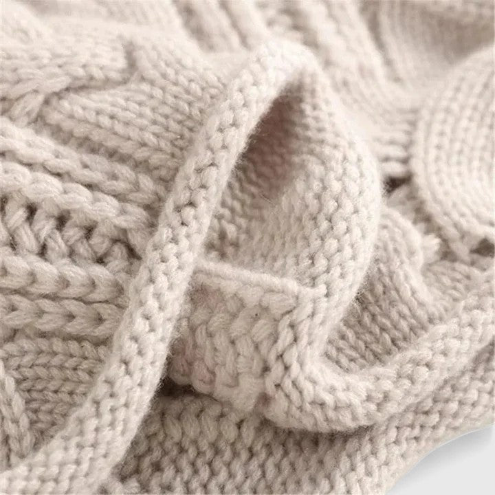 Sudadera de Punto Trenzado Cómoda para Mujer con Cuello Alto, Manga Larga y Estilo Oversize Relajado