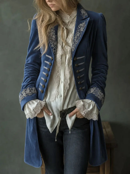 Laura | Chaqueta larga de terciopelo bordado