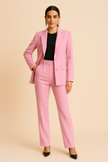 Conjunto elegante de traje de dos piezas para mujer con blazer de sastrería, solapa de muesca y pantalón