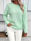 Jersey de Punto Trenzado Cómodo para Mujer con Cuello Redondo, Manga Larga y Estilo Oversize Relajado