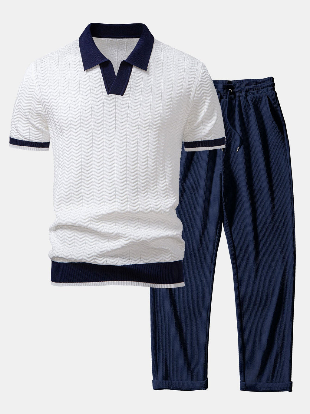 Conjunto De Punto Polo De Pico Y Pantalón Recto