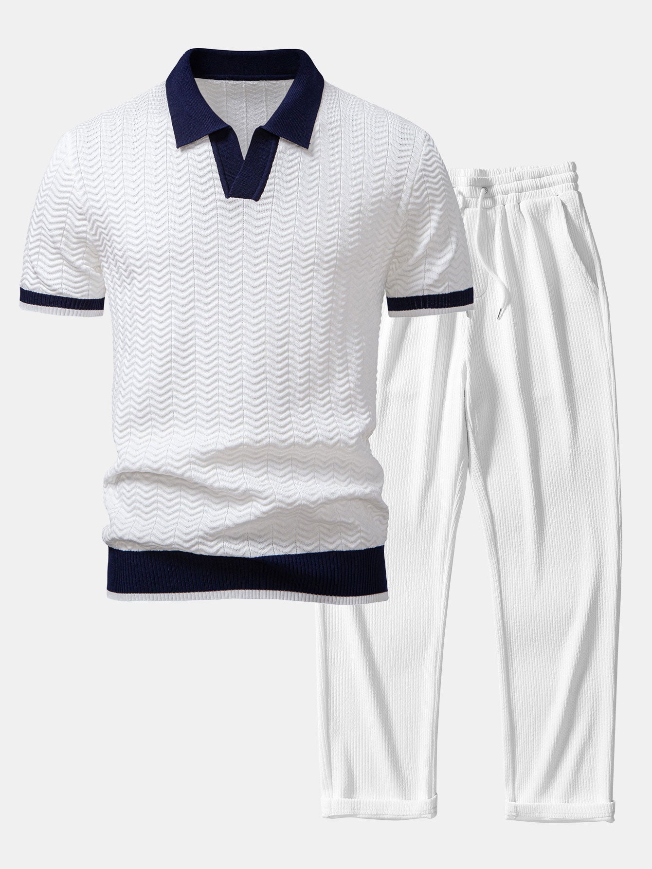 Conjunto De Punto Polo De Pico Y Pantalón Recto