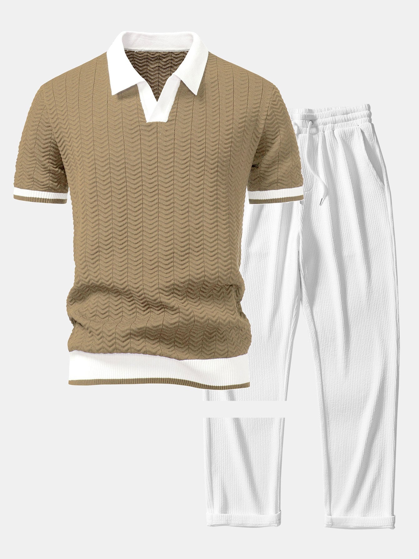 Conjunto De Punto Polo De Pico Y Pantalón Recto