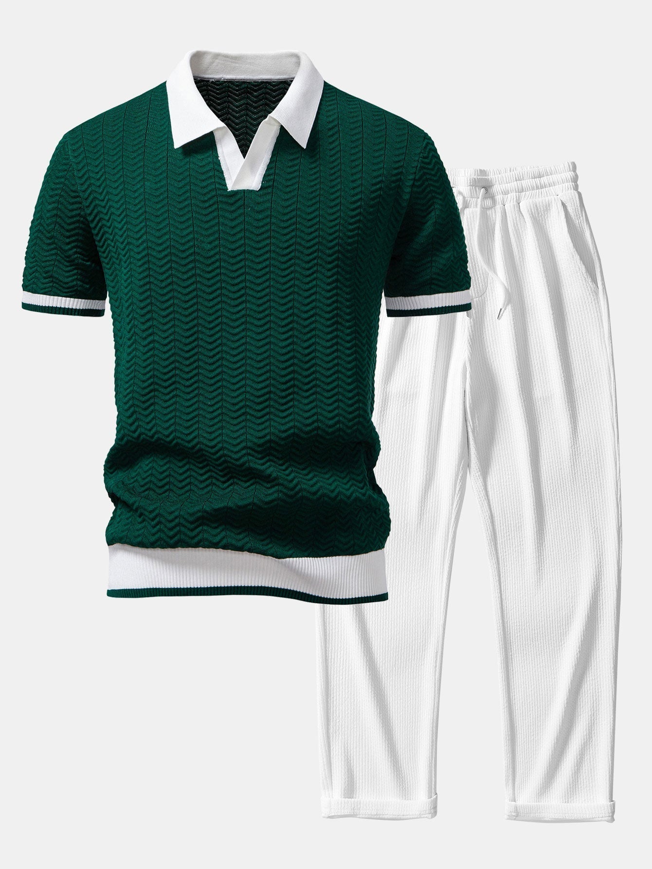 Conjunto De Punto Polo De Pico Y Pantalón Recto