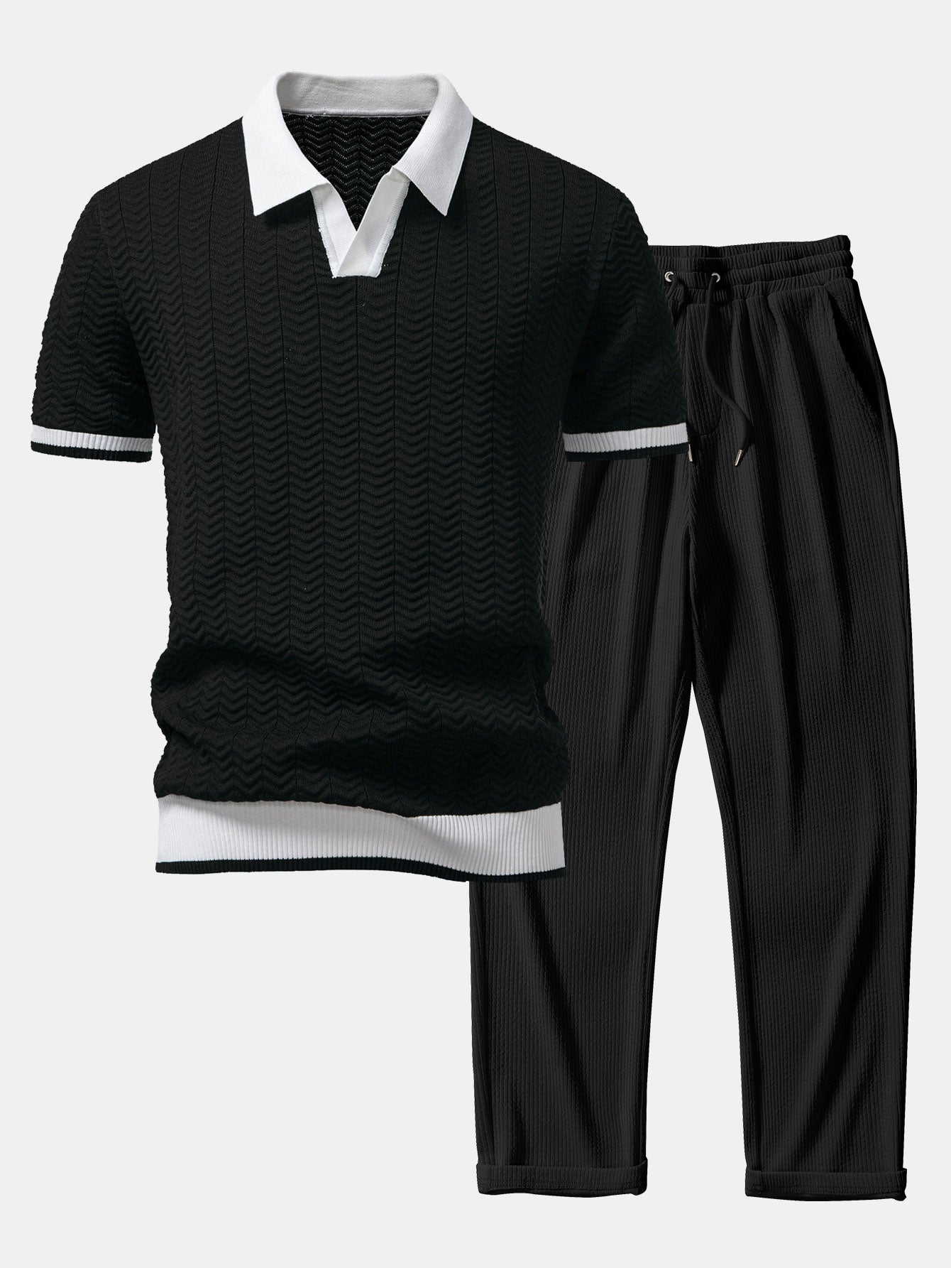 Conjunto De Punto Polo De Pico Y Pantalón Recto