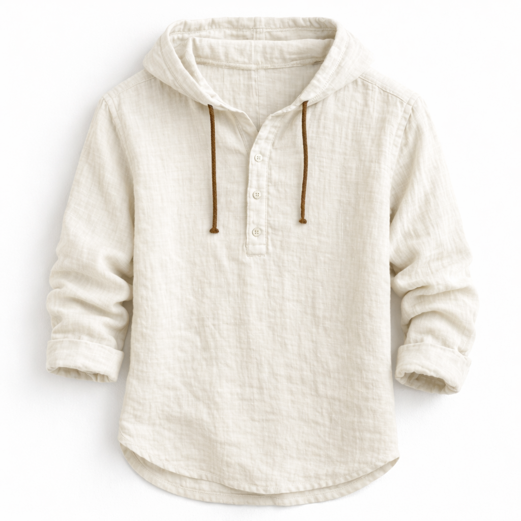 Camisa De Lino Con Capucha Para Hombre Casual