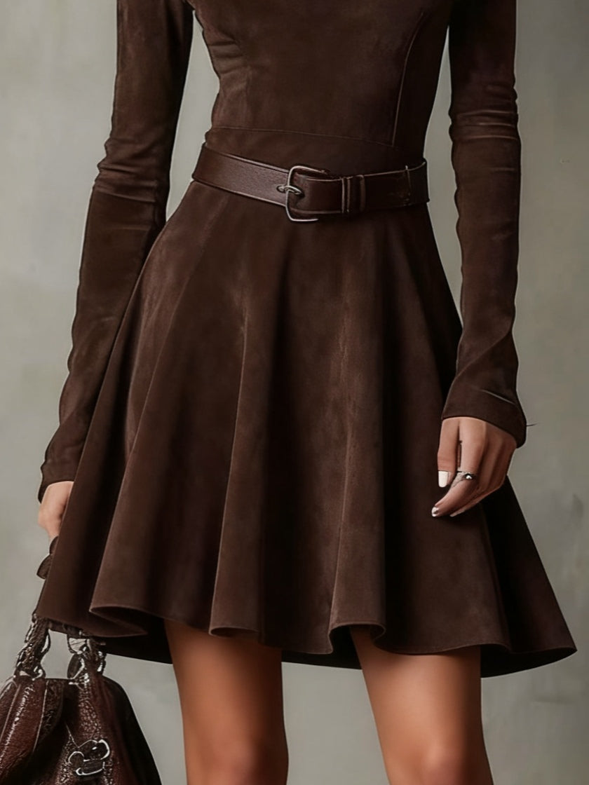 Meredith | Vestido corto vintage de ante