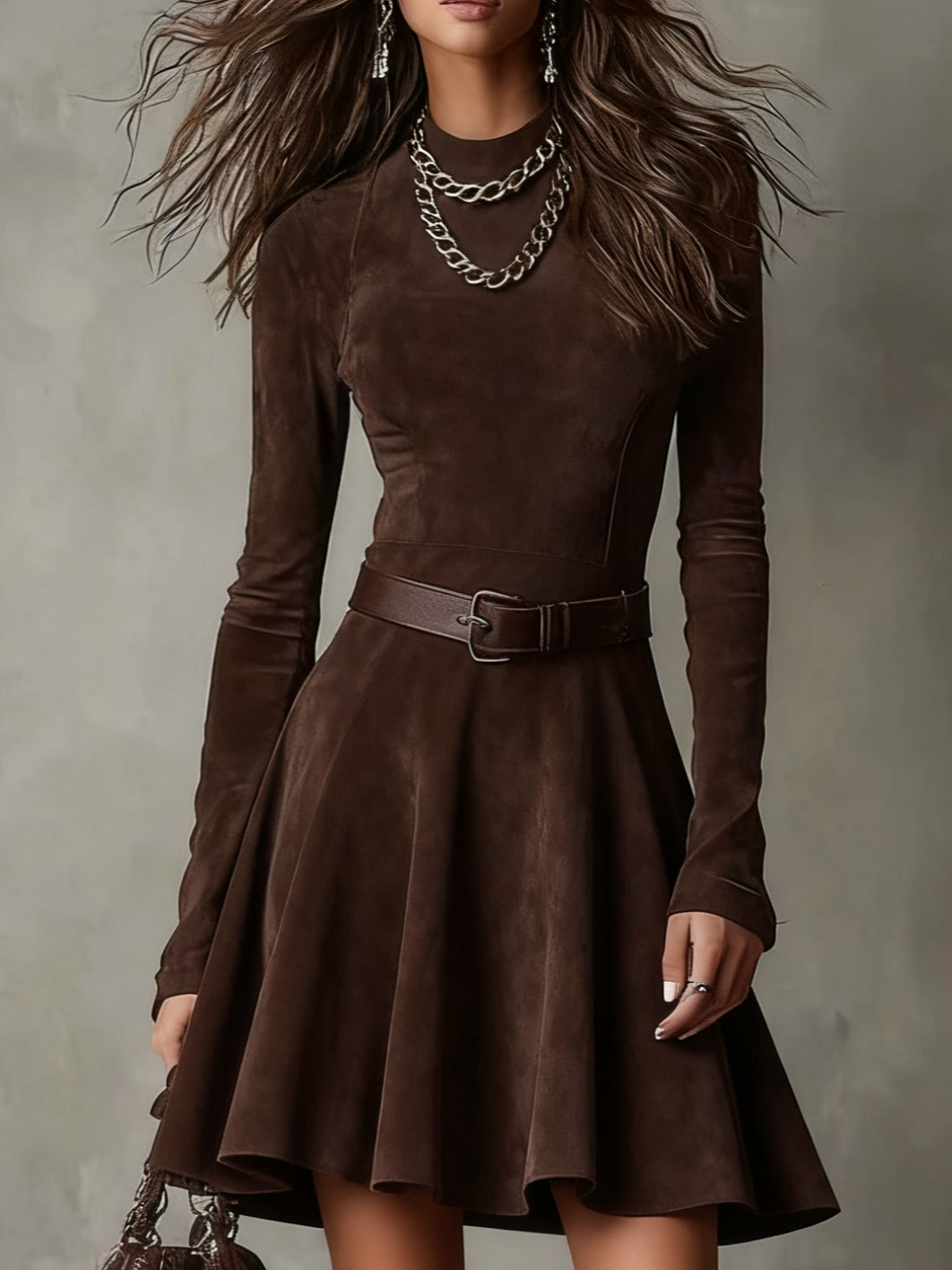 Meredith | Vestido corto vintage de ante