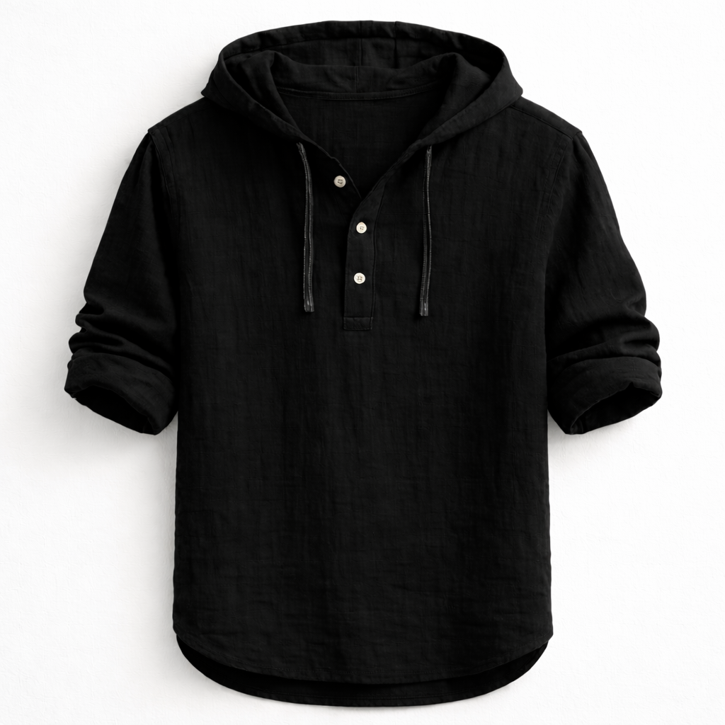 Camisa De Lino Con Capucha Para Hombre Casual