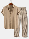 Conjunto Camisa Jacquard Geométrica y Pantalón Recto