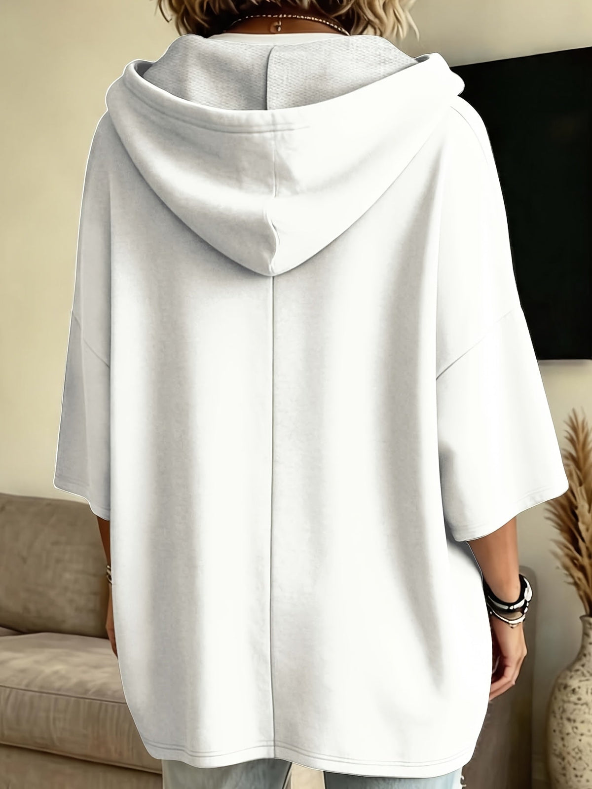 Sudadera de Forro Polar Oversize Cómoda para Mujer con Capucha de Cordón, Manga Murciélago, Bolsillo Canguro y Estilo Relajado