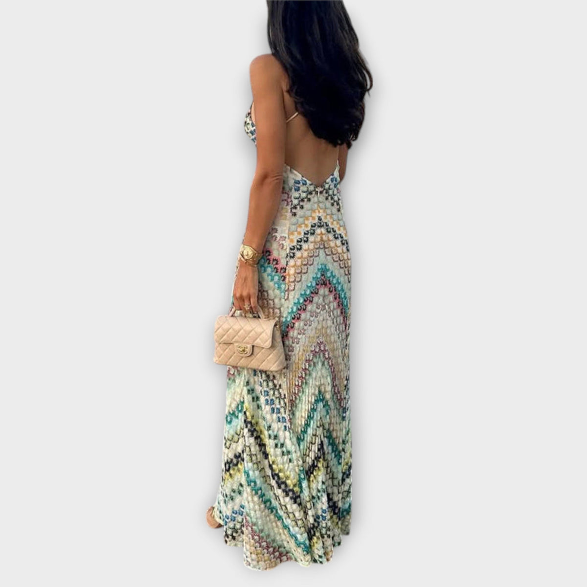Remi - Vestido Maxi Estampado de Espiga Multicolor