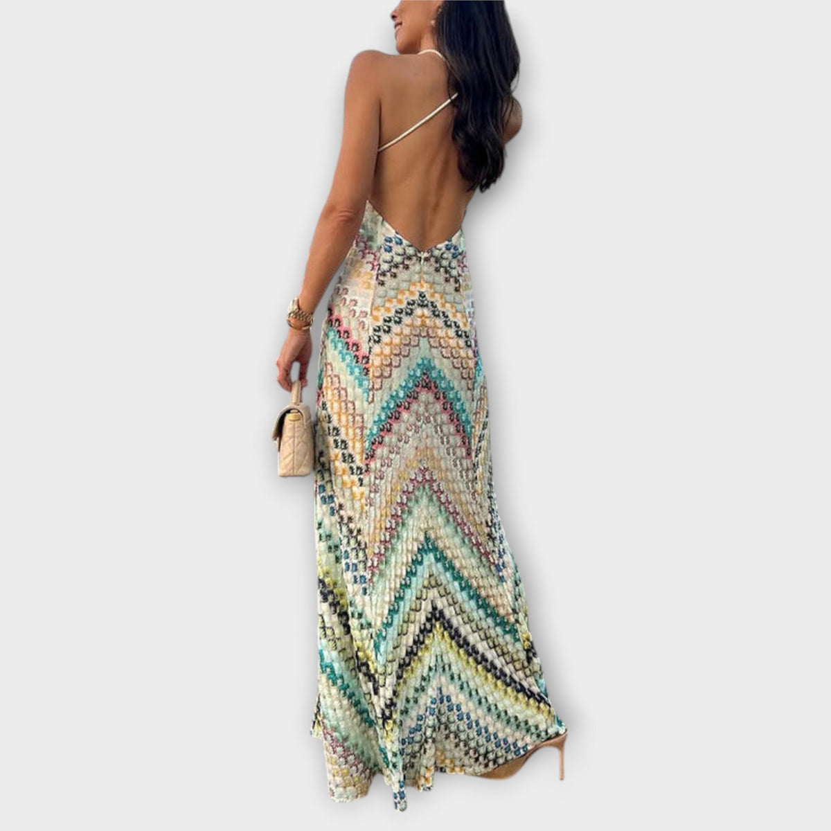 Remi - Vestido Maxi Estampado de Espiga Multicolor