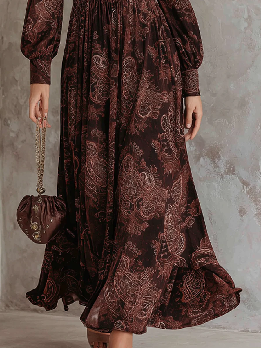 Marlene | Vestido midi con estampado de cachemir y cremallera en el escote