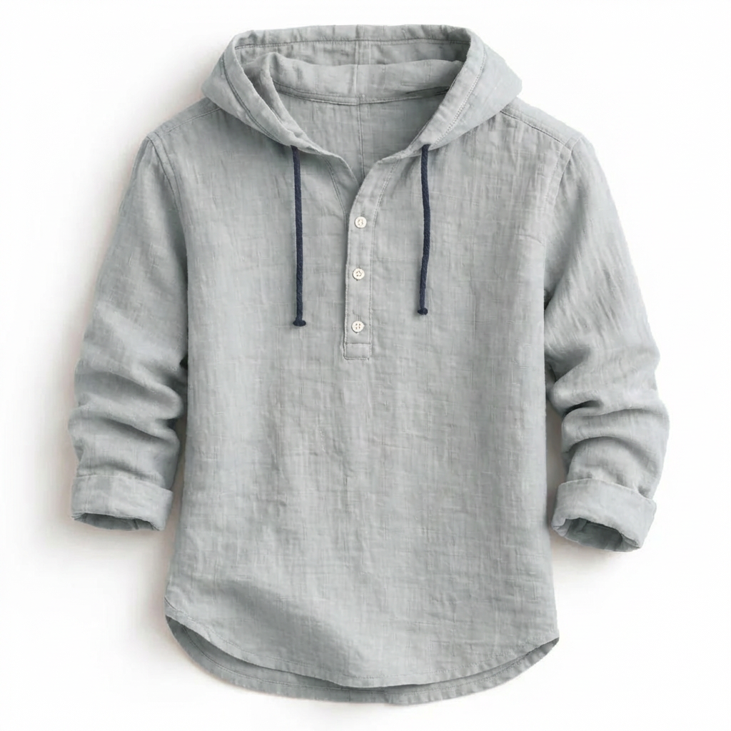 Camisa De Lino Con Capucha Para Hombre Casual