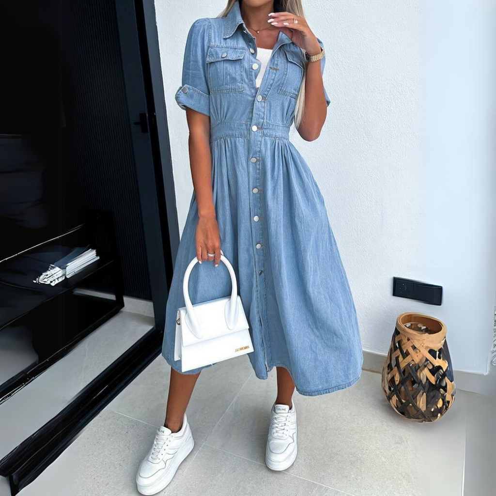 Vestido Vaquero Casual Para Mujer – Corte Cómodo
