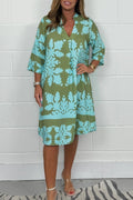 Vestido Primaveral con Estampado y Escote en V