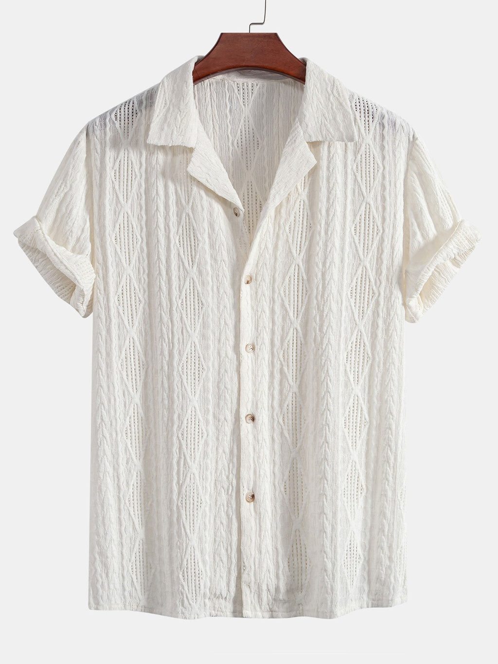 Conjunto Camisa Cubana Jacquard y Shorts Texturizados