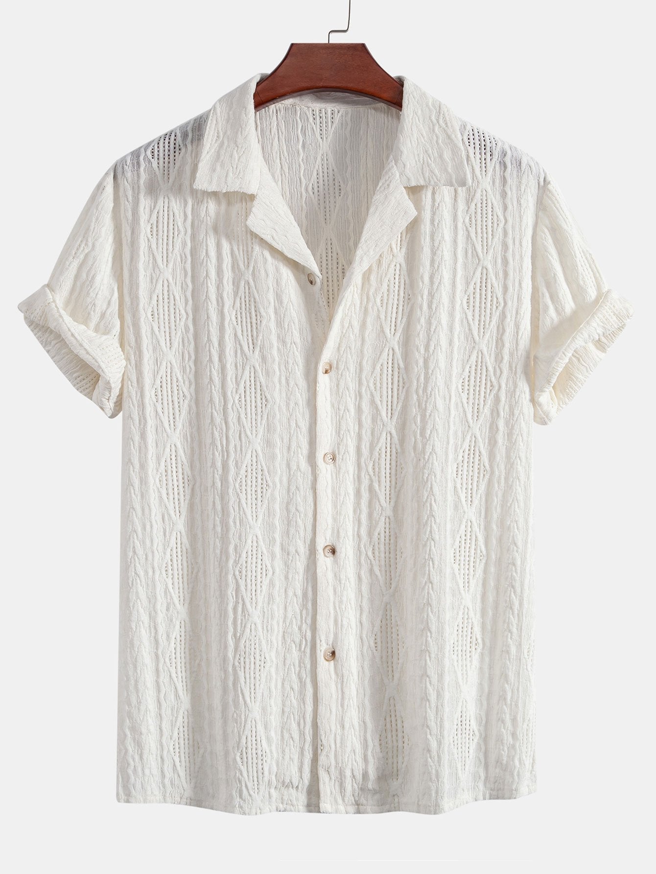 Conjunto Camisa Cubana Jacquard y Shorts Texturizados
