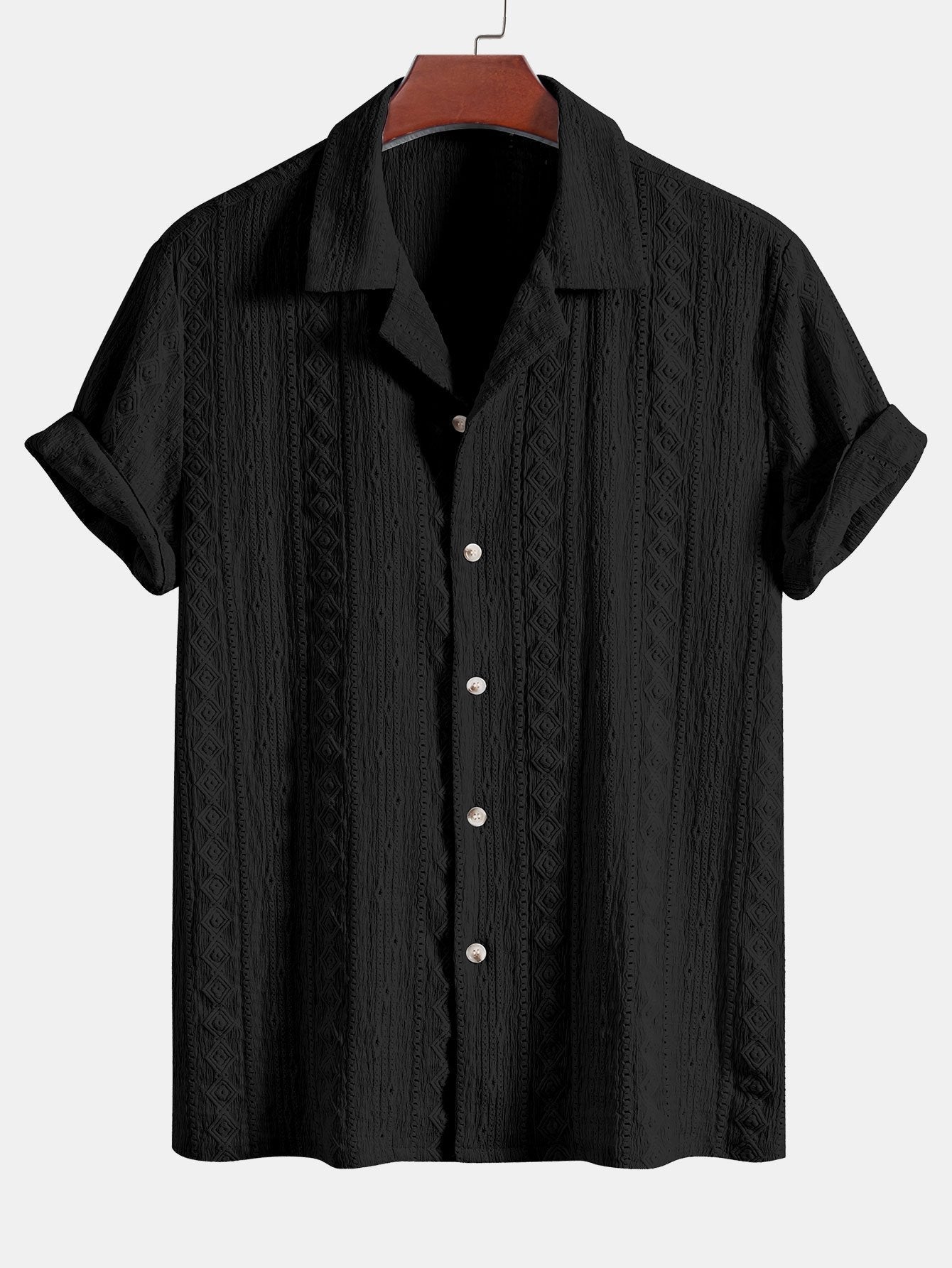 Conjunto Camisa Cubana Jacquard y Pantalón Recto Lino