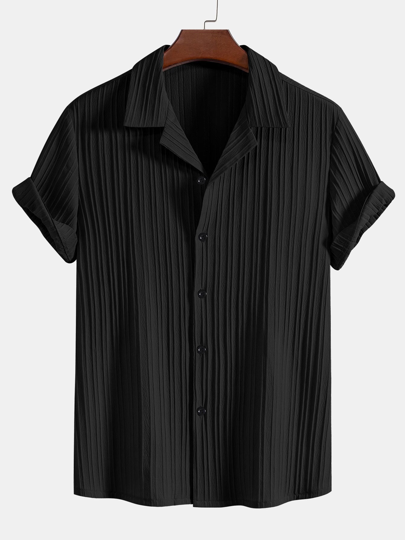 Conjunto Camisa Cubana Jacquard a Rayas y Pantalón