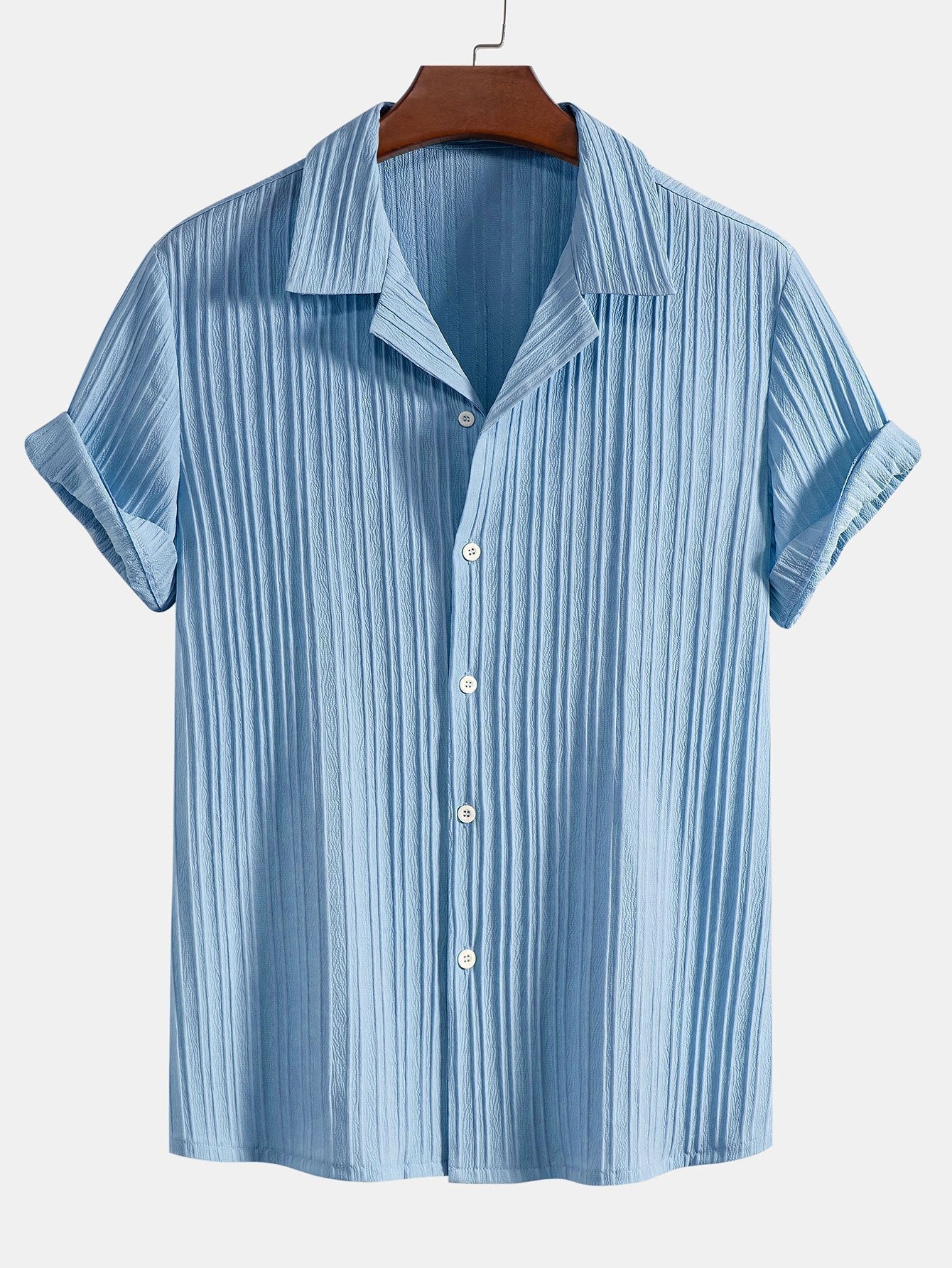 Conjunto Camisa Cubana Jacquard a Rayas y Pantalón