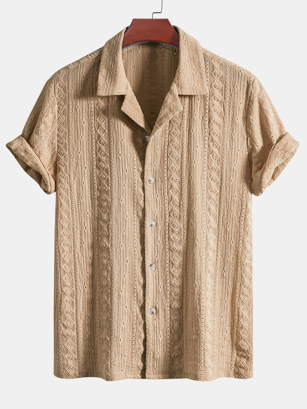 Conjunto Camisa Cubana Jacquard y Pantalón Recto Lino