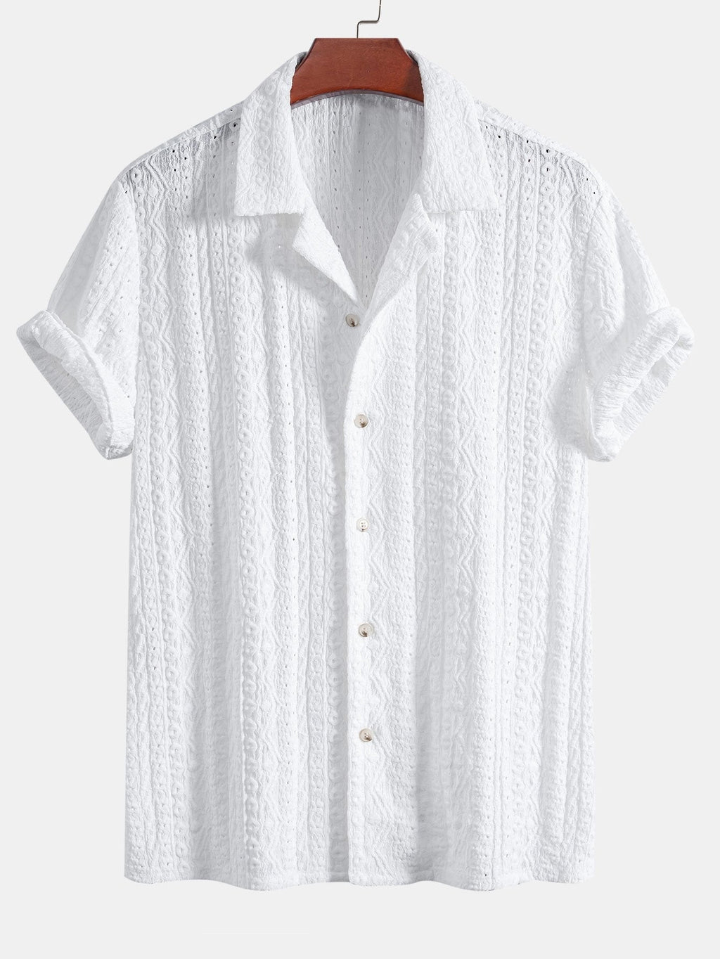 Conjunto Camisa Cubana Jacquard y Pantalón Recto de Lino