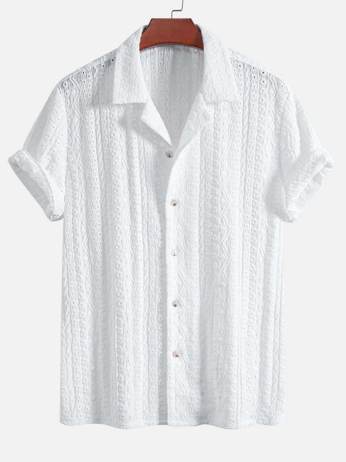 Conjunto Camisa Cubana Jacquard y Pantalón Recto de Lino