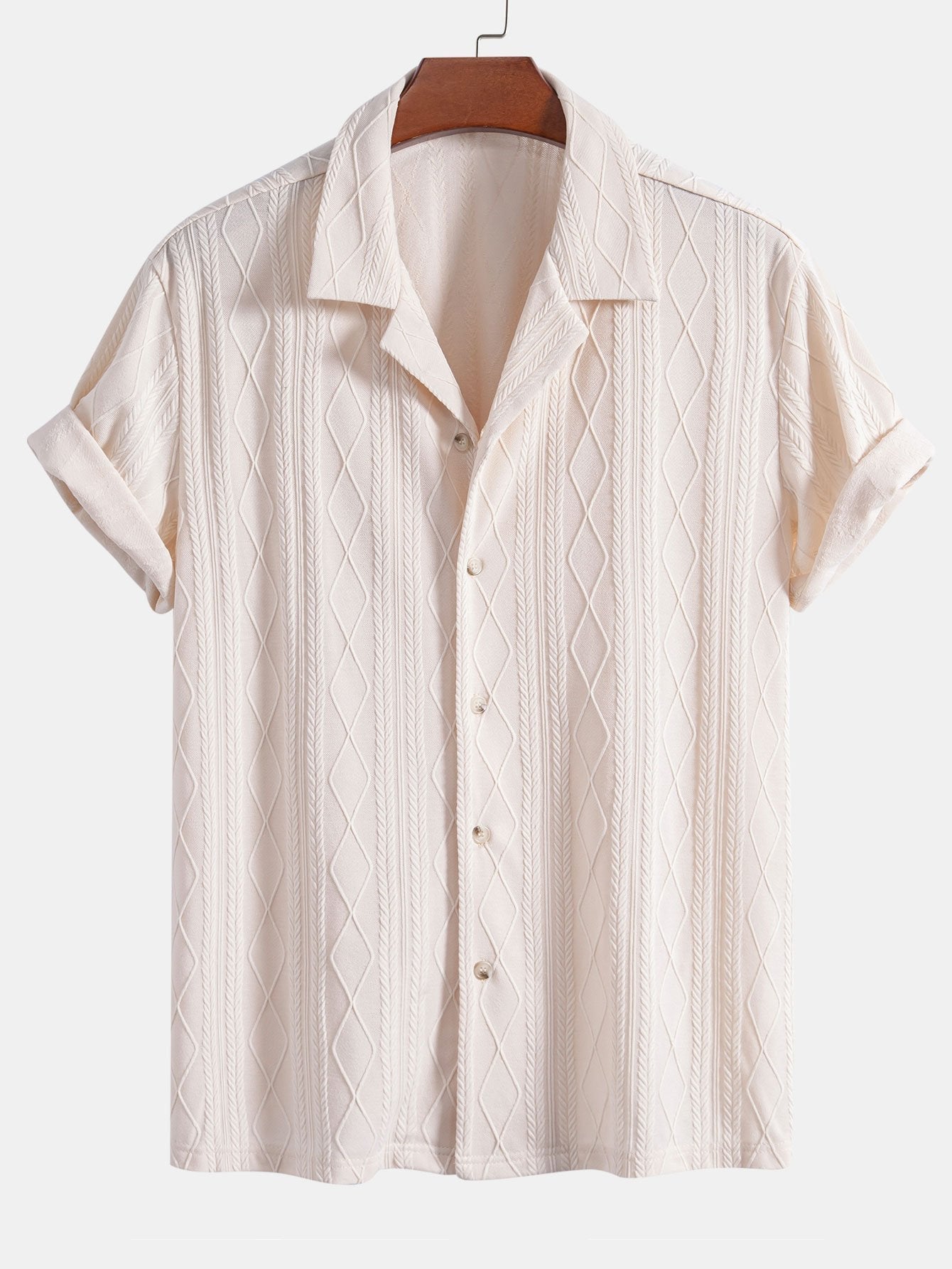 Conjunto Camisa Cubana Jacquard y Pantalón Recto