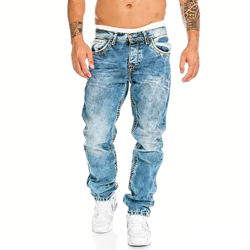 Jeans Rectos Hombre Hip Hop de Denim Resistente