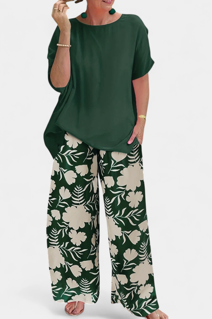 Aivy - Conjunto floral de dos piezas de aire informal